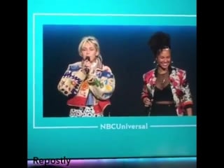 Miley speaking at the nbc upfront presentation #upfronts2016 in nyc today