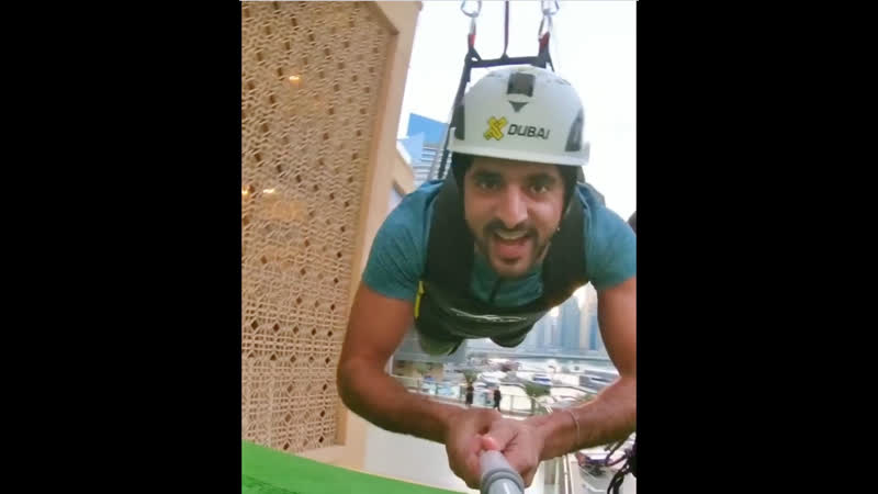 Sheikh hamdan ( فزاع fazza ) it’s time for a new exciting adventure from x line #zipline uncle saeed 😂