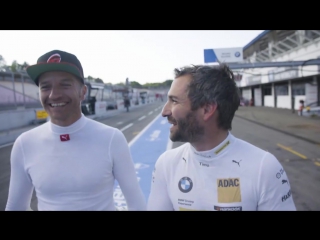 What happens when two race driving friends like timo glock and timo scheider take to the track in a bmw dtm car?