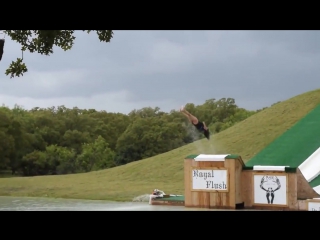 Girl does backflop off of huge waterslide