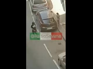 Italian people giving out some street justice after a man damages a car and hits a porn