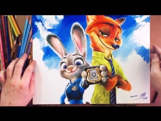 Judy hopps nick wilde, zootopia speed drawing drawholic