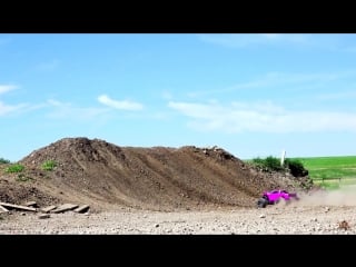 Rc adventures purple traxxas xmaxx gets high! bashing a new pitdawg hydro body