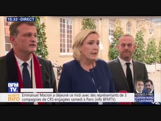 Marine le pen intervient devant la presse à la sortie de son entretien avec le premier ministre (gilets jaunes 03/12/18)