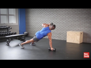 Dumbbell pushup, walkout, t rotation, row