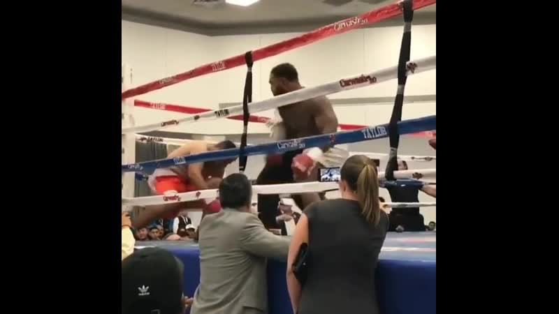 Мощно нокаутировал апперкотом у канатов