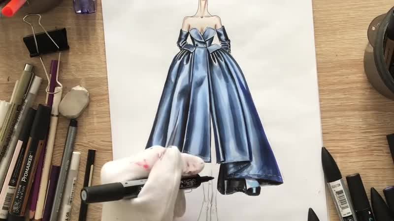 Drawing porn video – Alexis mabille blue silk dress drawing tutorial