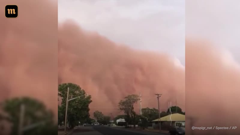 Песчаная буря и град в австралии