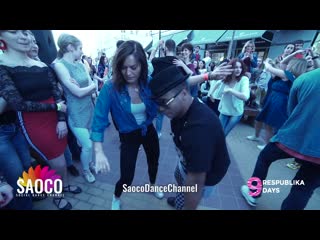 Yoannis tamayo and ella jauk salsa dancing in soborny at open air of respublika days 9, sunday 05 05 2019
