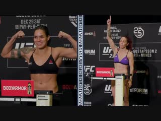 This is how the ufc232 co main event fighters cris cyborg and amanda nunes looked this morning at the official weigh ins do you