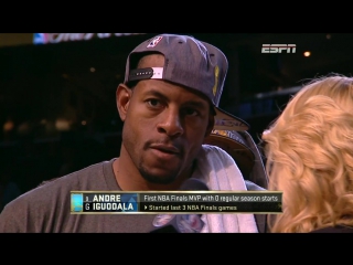 Andre iguodala receives 2015 finals mvp trophy