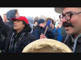 Nathan phillips, a vietnam veteran, stood dignified and unbowed in the literal face of whi mp4