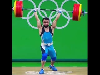 Nijat rahimov of kazakhstan bodyweight 77kg clean and jerks 214kg for a world record and gold at rio!