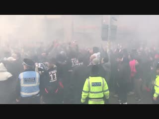 Footballjoe psg’s ultras making their presence known in manchester nice and early 🔥