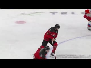 Canada's captain, kirby dach, left the ice and went straight to the dressing room after this play