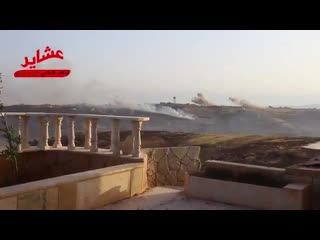 Huge saa bombardment targeting hts positions in s idlib villages with waves of mlrs grad rockets followed up by airstrikes sy