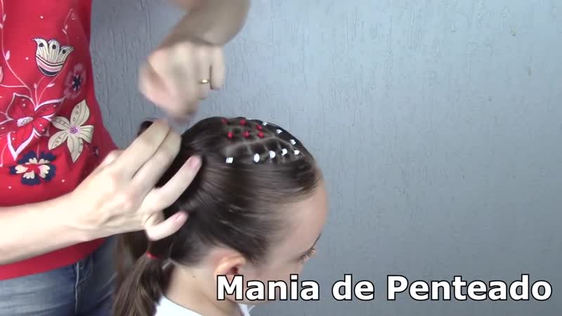 Penteado infantil com ligas em cabelo semi preso hairstyle for little girls with elastic
