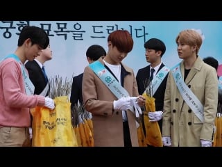 [видео] 170405 джейби, джинён и ёнджэ @ donga media "arbor day flower distribution"