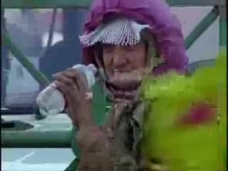 Ёбнутая бабка сидит на останое и орёт на всех матом