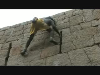 Jyothi raj dangles off a 35ft ledge by just his feet