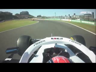 Kubica's halo getting hit by debris from verstappen