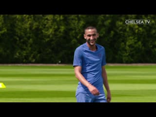 First look hakim ziyech in chelsea training |