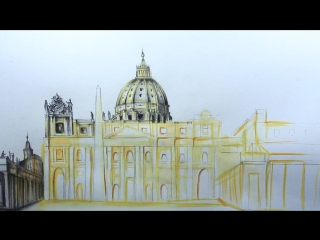 Art videos, how to draw st peters basilica in rome