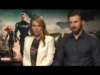 Scarlett johansson and chris evans on 'captain america the winter soldier'