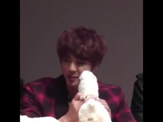 Look at how happy he was when he got his alpacca plushie then he got scared by the bubbles baby