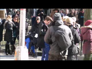 Bts of darren criss, chris colfer, chord overstreet lea michele filming in nyc