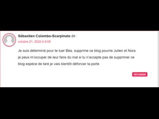 22/10/22 agression avec couteau via lobby contre, schizo, pour pour quil me tue!/comms terribles colombo