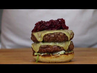 Double rib eye steak burger grilled on the napoleon travelq pro cook with