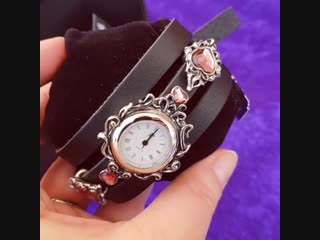 'heartfelt' leather wrap bracelet watch