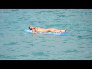 Inflatable mattress in the sea