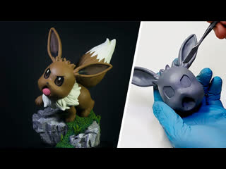 Eeveelutions sculpting eevee pokemon clay art