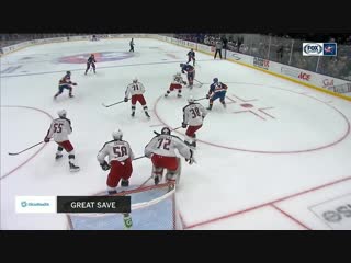 Gotta see it david savard lends hand after sergei bobrovsky makes great sprawli