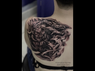 Черно белая татуироа дракон (black and white tattoo dragon) | дом элит тату (tattoo studio moscow)