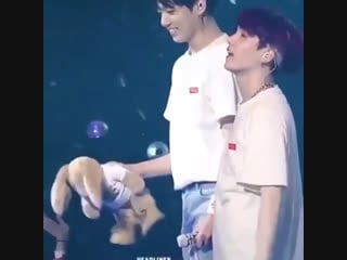 Jungkook meeting his long lost twin bunny kookoo and making sure he has a good seat on the stage