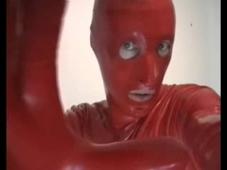 Red 100% covering zipless rubber catsuit blackshinyrubber