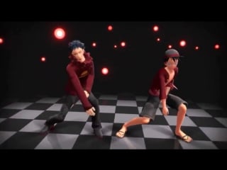 {mmd} trafalgar law and luffy dance house