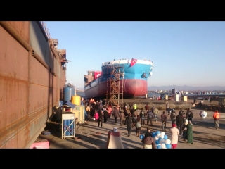 Terme tersanesi ship launching with airbags