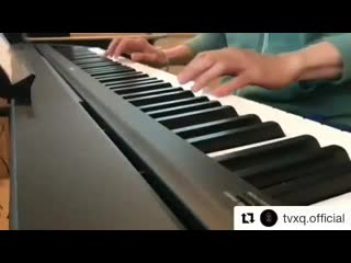 Playing soft tune while my eyes following his fingers movement and landed on that chaine cr tvxq official ig