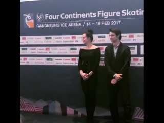 Tessa and scott being introduced and receiving their small medals