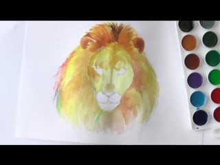 Уроки рисования как нарисовать льва акварелью erich krause how to draw a lion