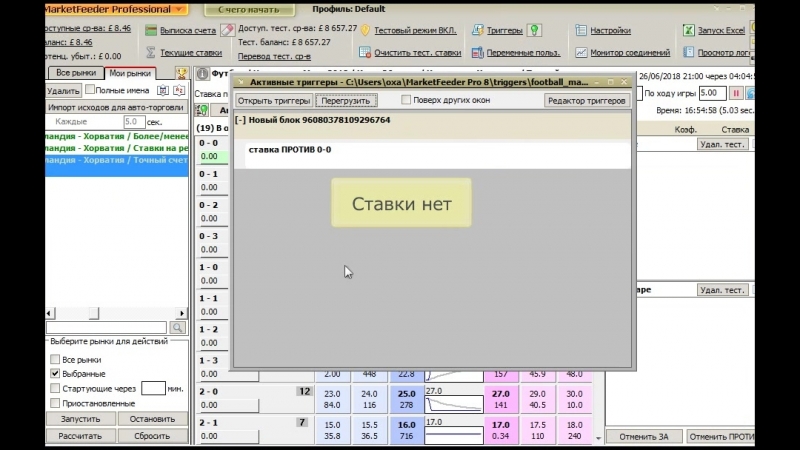 Как связывать футбольные рынки в триггерах