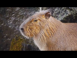 Porn capybara enjoys hot spa shower