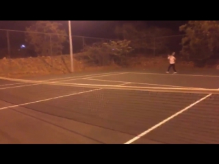 Troye playing tennis in johannesburg