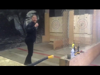 Axe throwing with @alex h andersen ivar the boneless is it any wonder he’s amazing? thanks so much, @batlgroundsaxe!