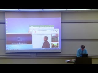 Math professor fixes projector screen (april fools prank)