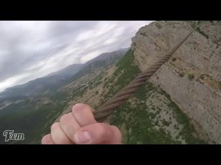 Friday freakout super sketchy zipline base jump, almost loses fingers!